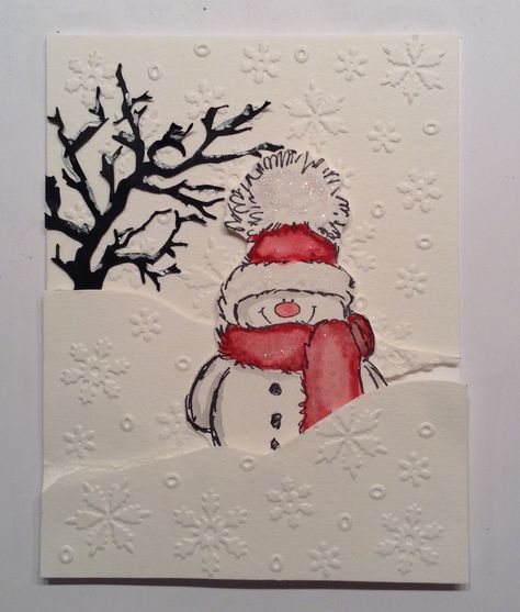 Snowman Cards Handmade, Christmas Card Ideas Snowman, Stampin Up Snowman Magic Card Ideas, Simple Christmas Cards Handmade, Build A Snowman Christmas Card, Penny Black Snowy Stamp Snowman Cards, Snowman Greeting Cards, Christmas Card Making, Arte Aesthetic