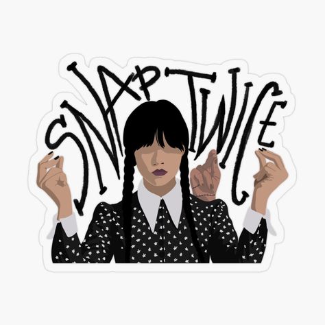 Get my art printed on awesome products. Support me at Redbubble #RBandME: https://www.redbubble.com/i/sticker/Thing-and-Wednesday-Addams-snap-twice-by-MadDDesign/134360669.O9UDB?asc=u Wednesday Stickers Printable, Wednesday Addams Journal, Wednesday Addams And Thing, Wednesday Addams Stickers, Wednesday Addams Aesthetic Stickers, Wednesday Stickers, Wednesday Addams Graphic, Netflix Wednesday, Kawaii Sticker