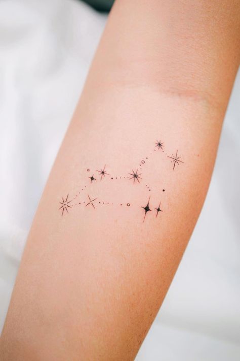 Leo Tattoo Ideas, Star Sign Tattoo, Small Leo Tattoo, Leo Sign Tattoo, Star Constellation Tattoo, Zodiac Signs Leo Tattoo, Leo Constellation Tattoo, Leo Zodiac Tattoos, Leo Tattoo Designs