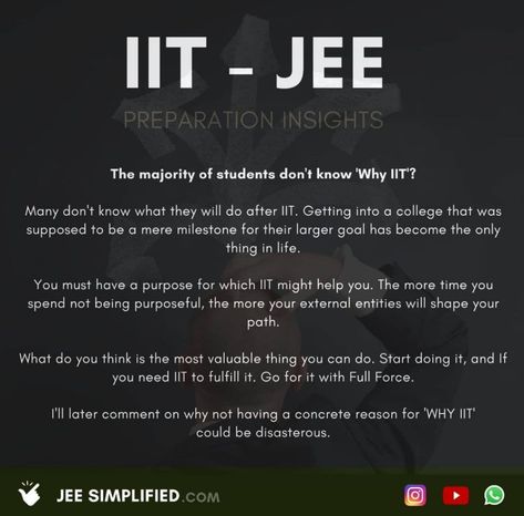 Description : IIT JEE Preparation, IIT JEE Guidance, Pratham Pengoria Motivation For Iit Jee, Motivational Quotes For Jee Aspirants, Jee Aspirants Motivation, Jee Preparation Tips, Air 1 Jee Motivation, Iit Jee Motivation Quotes, Iit Bombay Campus, Iit Jee Motivation Wallpaper, Iit Preparation