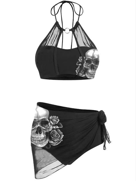 Rose Skull, Swimsuits Outfits, Concept Clothing, Cute Bathing Suits, Cute Swimsuits, Alternative Outfits, Really Cute Outfits, Skull Print, Teenage Fashion Outfits