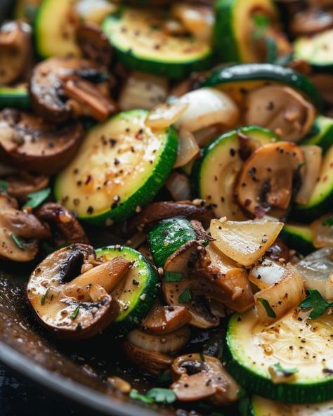 Tonight will be the 3rd time we are making this dish this week. It's so crazy good Vegetarian Savory Recipes, Keto Zucchini Recipes Side, Zucchini With Mushrooms, Zucchini And Mushroom Recipes Healthy, Zucchini Mushrooms Onions, Zucchini Mushroom Broccoli Recipes, Low Carb Zucchini And Mushrooms, Baked Zucchini And Mushrooms, Veggie Chunks Recipes