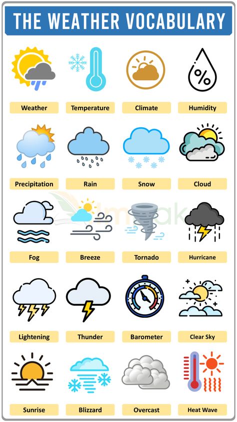 English Word Games, Tenses English Grammar, Detox For Kids, Common Words In English, English Is Easy, Types Of Verbs, Picture Vocabulary, Tenses English, Weather Vocabulary