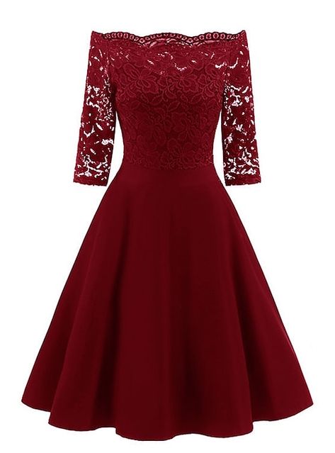 Short Burgundy Bridesmaid Dresses, Ball Party, Vintage Black Dress, Cocktail Dress Vintage, Burgundy Bridesmaid Dresses, Half Sleeve Dresses, Vestidos Vintage, Prom Dresses With Sleeves, Dresses Lace