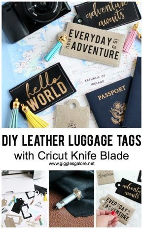 Create custom DIY Leather Luggage Tags with the new Cricut Knife Blade and this easy step-by-step tutorial. Plus, everything you need to know about creating your first project with the Knife Blade. #cricutmade Luggage Tag Cricut, Tag Cricut, Cricut Knife Blade, Diy Bag Tags, Cricut Classroom, Smart Luggage, Diy Leather Luggage Tags, Women Luggage, Kids Luggage Tags