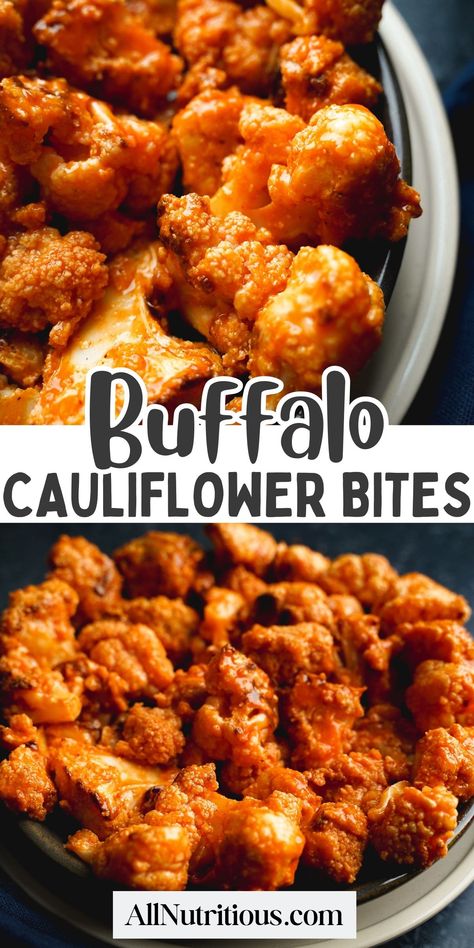 You can enjoy more delicious cauliflower wings on a healthy diet when you make these flavorful buffalo cauliflower bites. This healthy vegetarian recipe is also perfect for a healthy side dish or snack for the next big game. Great cauliflower recipe to try in general! Vegan Cauliflower Bites, Cauliflower Sides Recipes, Buffalo Cauliflower Recipe, Roasted Cauliflower Bites, Best Baked Cauliflower Recipe, Cauliflower Bites Recipes, Yellow Cauliflower Recipes, Vegan Veggie Recipes, Cauliflower Recipes Buffalo