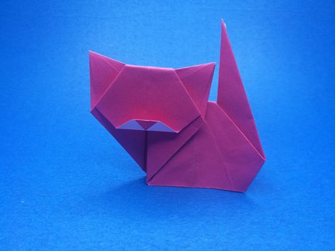 Origami Cat Instructions, Origami Goldfish, Origami Cat Face, Leaping Cat, Architecture Origami, Cat Origami, Cat Step By Step, Origami Tree, Origami Easy Step By Step