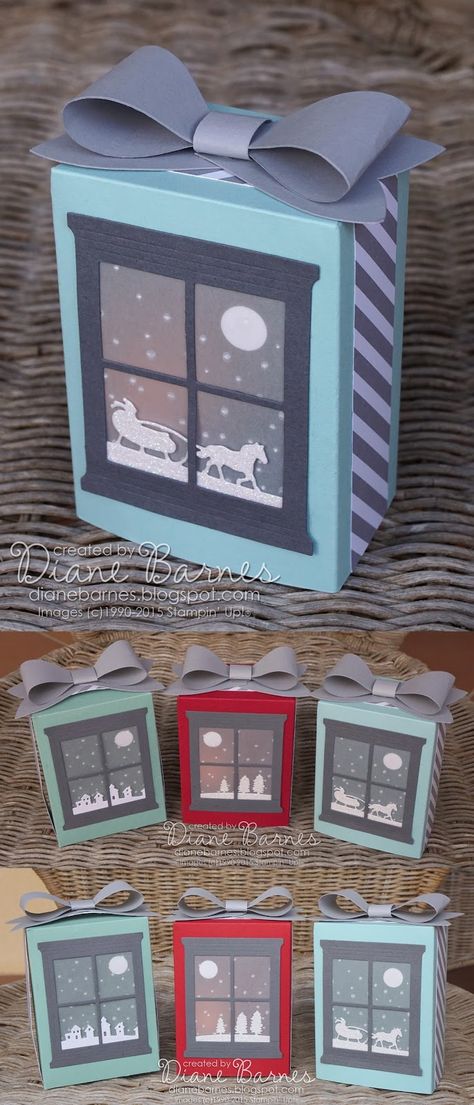 Christmas luminaries made with Stampin Up Sleigh Ride & Hearth and Home dies & gift bag punch board. By Di Barnes #colourmehappy #stampinup #2015holidaycatalogue Stampin Up Sleigh Ride, Christmas Luminaries, Jul Diy, Dice Gifts, Window Cards, Punch Board, Hearth And Home, Stampin Up Christmas, 3d Christmas