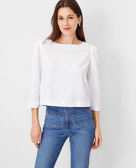 Styled in a relaxed-yet-refined linen blend, our boatneck tee is destined to be a warm weather favorite. Boatneck. 3/4 sleeves with shirred sleeve caps.,Imported:Imported,Fit:19 1/2" long,Length:19 1/2" long,Fabrication:55% Linen, 45% Viscose,Garment Care:Machine Washable Linen Blend Boatneck Tee by Ann Taylor Size regular - Large White Women's Linen, Blend, Boatneck, Long, Sleeve, Blouse, Tops, 55%, Linen, 45%, Viscose, Machine, Washable Shirred Sleeve, Blouse Tops, Linen Women, Cotton Top, Large White, Cotton Tops, Long Length, White Tops, Boat Neck