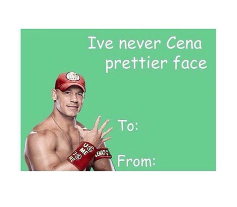 John Cena Valentine's card Valentines Day Card Memes, Meme Valentines Cards, Corny Valentines, Funny Valentine Memes, Bad Valentines Cards, Weird Valentines, Bad Valentines, Cheesy Valentine, Valentines Memes