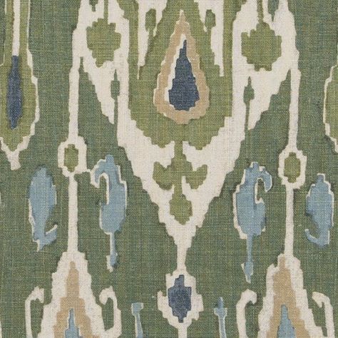 Ikat Curtains, Green Room Decor, Green Ikat, Country House Style, Scandinavian Chairs, Green Ground, Fabric Headboard, Green Curtains, Green Room