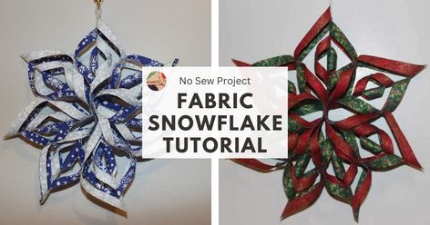 These 3D fabric snowflakes are wonderful fabric Christmas ornaments. This tutorial shows how to make a no-sew snowflake decoration out of fabric. Wallet Origami, Fabric Snowflakes, Sailboat Quilt, Fabric Snowflake, Stitch Wreath, Knitted Rug, Origami Wallet, Loopy Yarn, Paper Wallet