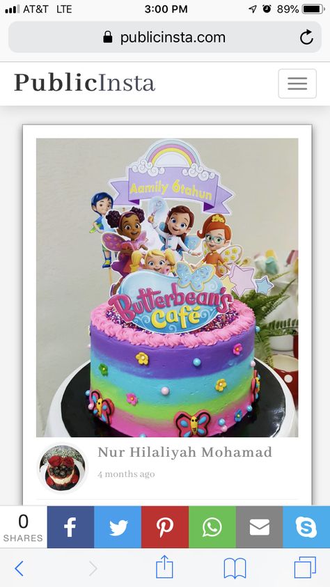 Butter Beans Cafe Cake, Butterbeans Cafe Party Ideas, Butterbean Cafe Birthday Cake, Butterbeans Cafe, Addison Lee, Fairy Birthday Themes, Butterbean's Cafe, Rainbow Ruby, Girly Birthday Cakes