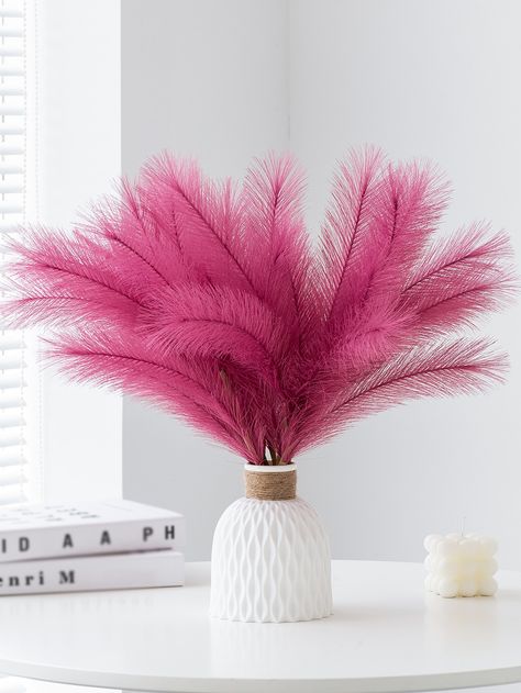 Hot Pink  Collar  Polyester   Embellished   Home Decor Showroom Ideas, Faux Pampas, Grass Artificial, Dried Pampas, Home Decor Wedding, Pink Collar, Boho Home Decor, Pink Collars, Boho Home