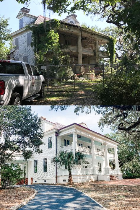 American Style Homes, Historical Homes, House Before And After, Historic Renovation, Abandoned Castles, Neo Classical, Old New House, Charleston South Carolina, Old Building