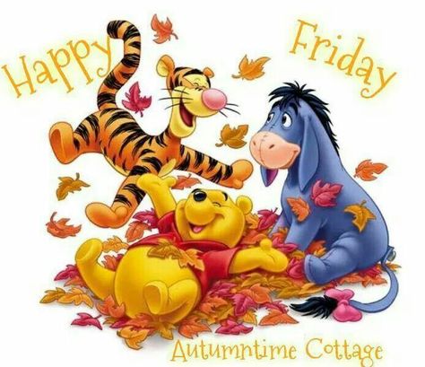 Happy Friday! Goodbye September, Pooh And Tigger, Fall Clip Art, Spooky Things, Winnie The Pooh Pictures, Cute Winnie The Pooh, Hello October, Winnie The Pooh Friends, Fall Yall