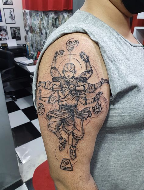 Aang Tattoo, Bald Boy, 6 Tattoo, Atla Tattoo, Avatar Tattoo, Christ Tattoo, Air Bender, Tattoo Project, Boy Tattoos