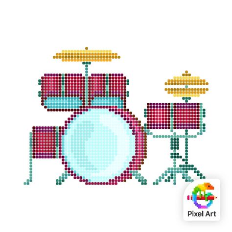 Drum Cross Stitch Pattern, Beads Designs, Mini Cross, Mini Cross Stitch, Stitch Ideas, Cross Stitches, Perler Beads Designs, Perler Patterns, Free Cross Stitch