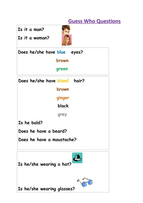 Guess Who Questions Guess Who Questions, Prompt Questions, Fun Sheets, Question Prompts, Descriptions Of People, Who Questions, Guess Who Game, Apple Math, Montessori Language