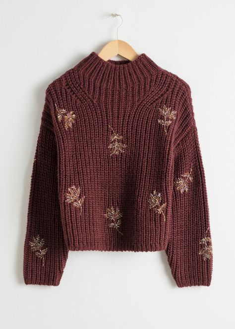 Front image of Stories beaded floral knit sweater in red Autumn Wishlist, Floral Knit, Pattern Sweater, Knitting Inspiration, Autumn Fashion Women, Sweater Weather, Autumn Winter Fashion, Sweater Outfits, Trendy Outfits