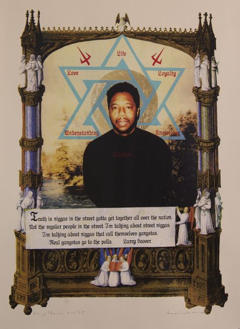 Silkscreen of Larry Hoover Larry Hoover, Vice Lords, Gangster Disciples, Chicago Gangs, Moorish Science, Christian Iconography, Badass Drawings, Real Gangster, Gang Culture