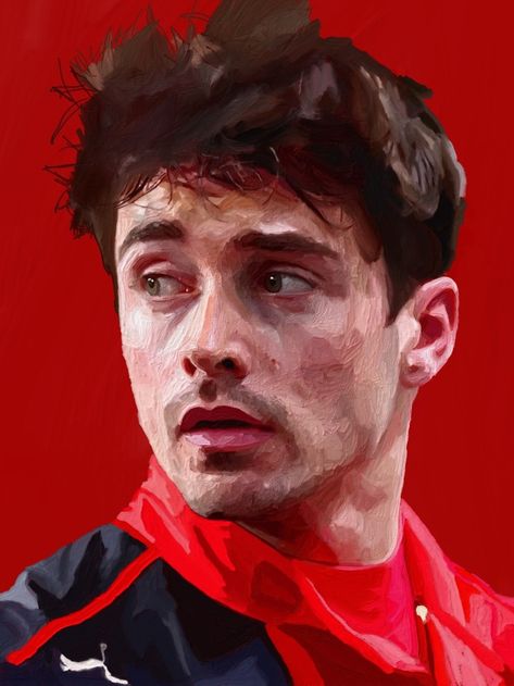 F1 Art Ferrari, Ferrari Painting Art, Charles Leclerc Artwork, Formula 1 Artwork, Charles Leclerc Portrait, Formula One Fanart, Charles Leclerc Sketch, Carlos Sainz Art, Charles Leclerc Painting