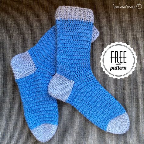 Men Socks Pattern, Crochet Sock Pattern Free, Easy Crochet Socks, Easy Crochet Slippers, Slipper Pattern, Crochet Slipper, Crochet Socks Pattern, Crochet Men, Cabin Socks