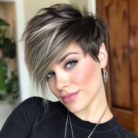 Layered Hair With Long Bangs, Pixie With Side Bangs, Short Fluffy Hairstyles, Hair With Long Bangs, Fluffy Hairstyles, Short Layered Hair, Longer Pixie, 2024 Hairstyles, Layered Pixie