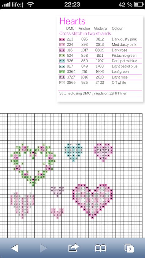 Mini Heart Cross Stitch, Tiny Cross Stitch Heart, Small Heart Cross Stitch Pattern, Small Heart Cross Stitch, Crossstitch Hearts, Anchor Cross Stitch, Alphabet Patterns, Heart Cross Stitch, Stitched Cards