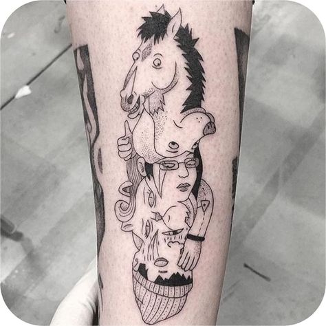 Horse Tattoo, Bojack Horseman, Tattoo Art Drawings, Cartoon Tattoos, Blackwork Tattoo, Mini Tattoos, Tattoo Fonts, Future Tattoos, Cute Tattoos