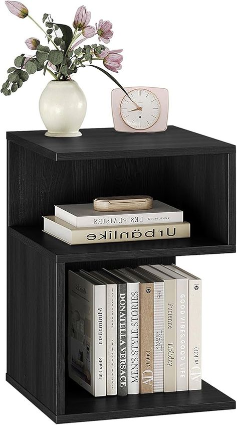 Amazon.com: ODIKA Tokyo S Flip Minimalist 3 Tier End Table - Minimalist 3-Tier Wood Nightstand for Small Spaces with Open Storage - Japanese-Inspired Bedside Table for Bedroom (Reverse, Grey) : Home & Kitchen Black Nightstands, Table Minimalist, Table For Bedroom, Minimalist Tables, Grey Home, Black Home, Wood Nightstand, Open Storage, Bedside Table