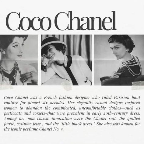 Iconic Designers : Part 1: Coco Chanel . . . . . #cocochanel #fashionblogger #vintage #luxury #paris #fashionista #devilwearscouture #france #chanel #gucci #dior #fypppppppppppppppppppppppppppppppppppppppppppppppppppppppppppppppppppppp #louisvuitton #fendi #foryoupage #parfum #coco #chanelbag #perfumes #chanelboy #chanelclassic #fypシ #foryou Chanel Mood Board, 90s Chanel Aesthetic, Coco Chanel Designs, Chanel Presentation, Vintage Designer Aesthetic, Chanel Collage, Coco Chanel Pictures, Chanel Atelier, Chanel Things