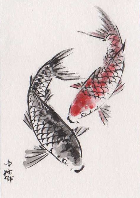 more koi Chinese Koi Fish, Art October, Chinese Watercolor, Lilies Drawing, Koi Painting, Koi Fish Drawing, Fish Drawing, Carpe Koi, Watercolor Fish