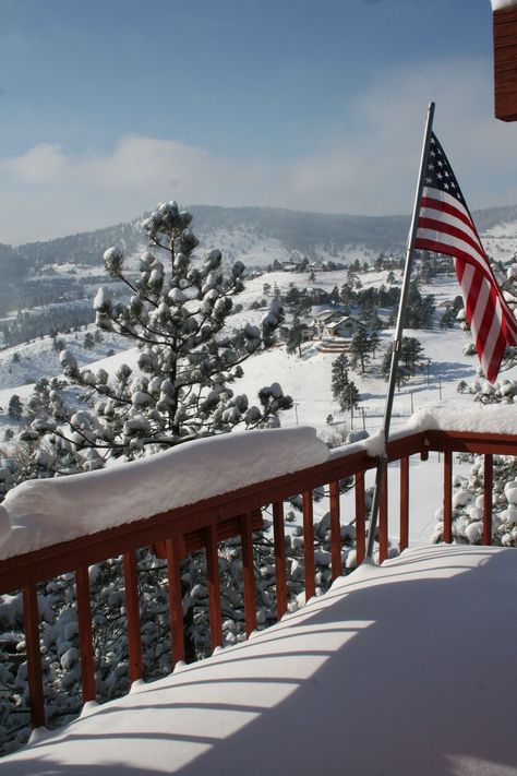 Beautiful view in Colorado America Snow, Ironton Ohio, Patriotic Flags, Winter Retreat, Patriotic Pictures, Frozen Water, Northern Colorado, I Love America, American Flags