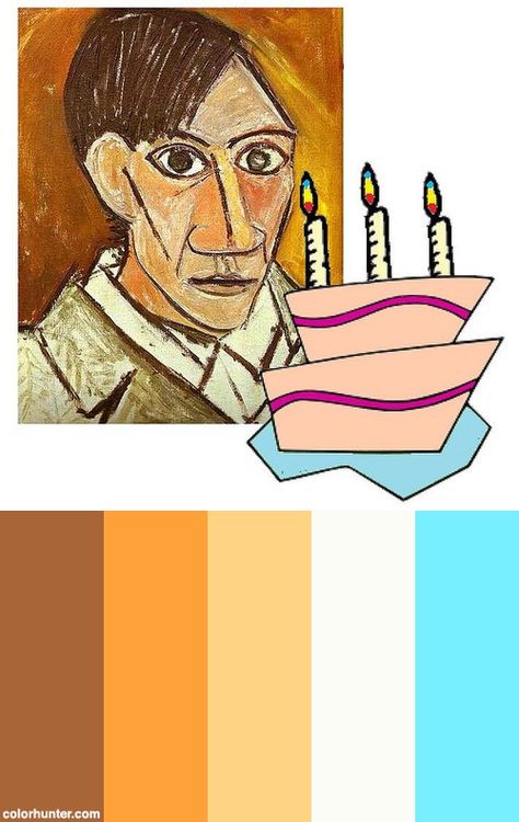 Happy Birthday Pablo, After Picasso Color Scheme Picasso Color Palette, Flat Color Palette, Color Pallete, Palette Inspiration, Project Inspiration, Flat Color, Pablo Picasso, Inspiration Board, Colour Palette