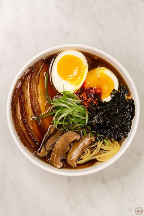 preferred Dried Shitake Mushrooms, Ramen Toppings, Shitake Mushrooms, Chinese Menu, Shoyu Ramen, Ramen Recipe, Homemade Ramen, Braised Pork Belly, Food Vocabulary