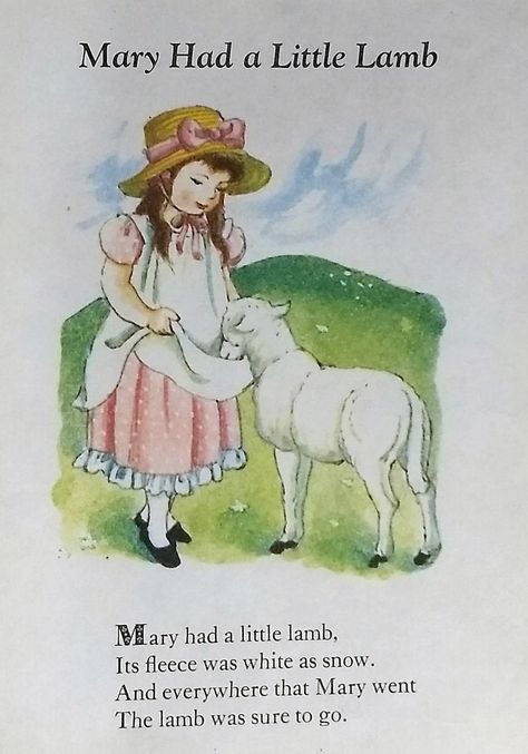 Vintage Nursery Furniture, Vintage Book Illustration, Eloise Wilkin, Pictures Of Mary, Mary Had A Little Lamb, Adorable Nursery, Kids Bedtime, Sheep And Lamb, Vintage Nursery