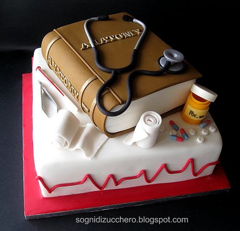 Nurse Cake by Sogni di Zucchero, via Flickr Medical Cake, Nurse Cake, Torte Creative, Doctor Cake, Nursing Cake, Book Cakes, Torte Cupcake, Book Cake, Specialty Cakes