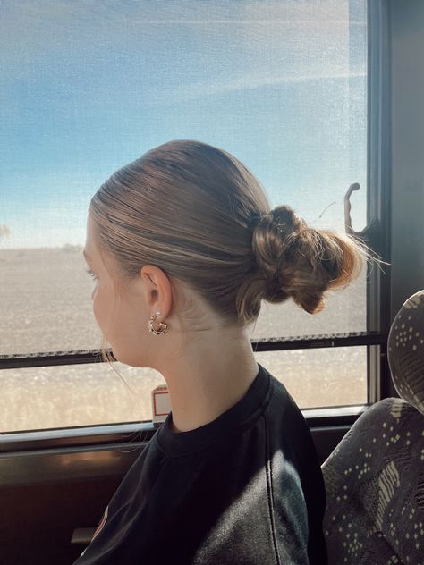 Low Bun For Sports, Low Bun Sports Hairstyles, Slick Back Volleyball Hairstyles, Volleyball Hairstyles Space Buns, Space Buns Volleyball, French Braid Space Buns Low, Slick Back Bun, Sports Hair, Sport Hair