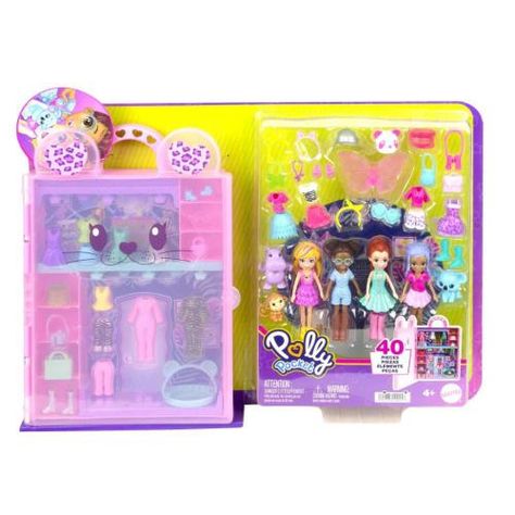 As bonecas e os bichinhos de estimação polly pocket são apaixonados por moda no conjunto stylin safari fashion collection com 50 peças para diversão com diferentes combinações o estojo com tema de bichinho vem com uma alça entre as orelhas e se abre para revelar um closet com vestiário e cama para o bichinho de estimação. há quatro bonecas de 7 cm e três amiguinhos felpudos para contar histórias divertidas. as crianças podem trocar e montar os visuais o dia todo com as roupas, acessórios da moda e peças como uma tiara de gatinho, binóculos e asas de borboleta. com tantas opções e escolhas nessa brincadeira, o conjunto de roupas da polly é um ótimo presente para crianças a partir de 4 anos. as cores e as decorações podem variar. idade recomendada: 4; composição/material: plástico; funciona Safari Fashion, Polly Pocket, Fashion Collection, Tiara, Magazine, Closet