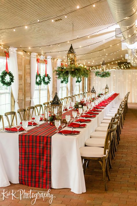 Christmas Wedding Table, Christmas Wedding Inspiration, Wedding Venues In Florida, Plaid Wedding, Tampa Wedding Venue, Christmas Wedding Decorations, All Inclusive Wedding, Table S, Wedding Cross