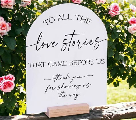 Click on the following link to browse HUNDREDS more designs in our shop!! https://pinkposiesandpearls.etsy.com/  ARCH To All the Love Stories That Came Before Us Thank You For Showing The Way Generations Of Love Grandparents Parents Acrylic Wedding Sign                                          | Welcome to Pink Posies and Pearls Wedding and Gift Boutique | | THE PRODUCT | *We love the clean lines of this clear acrylic sign. We can print these signs in ANY color! Choose a color from the swatches The Love That Built Us Wedding Sign, Don’t Be Blinded By Our Love, Parents And Grandparents Wedding Photos, The Love Before Us Wedding, Love Stories Before Us Wedding, Love That Came Before Us Wedding, Generations Of Love Wedding Display, Sentimental Wedding Ideas, Generations Of Love