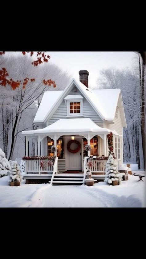 Christmas Cottage Exterior, Whimsical Cottages, Adu Ideas, Cute Small Houses, Tiny House Cottage, Whimsical Cottage, Storybook Homes, Care Less, Underground Homes