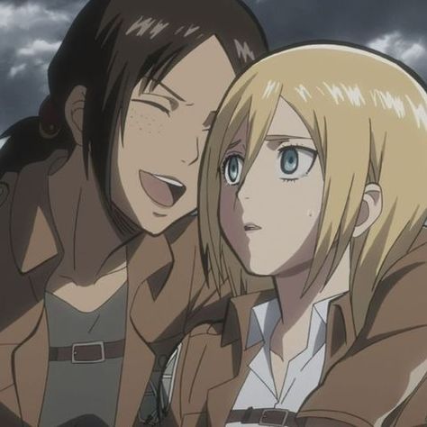 Christa X Ymir, Ymir X Historia, Christa Lenz, Ymir And Christa, Attack On Titan Aesthetic, Monster Prom, Humanoid Creatures, Attack On Titan Ships, Yuri Anime