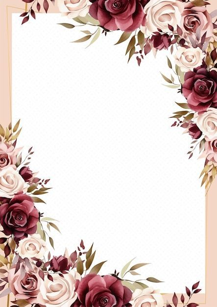 Vector rosa blanco y rojo fondo invitaci... | Premium Vector #Freepik #vector Flor Vector, Calligraphy Borders, Burgundy Invitations, Journaling Paper, Holiday Homework, Bts Tattoos, Printable Flower, Floral Cards Design, Page Borders Design