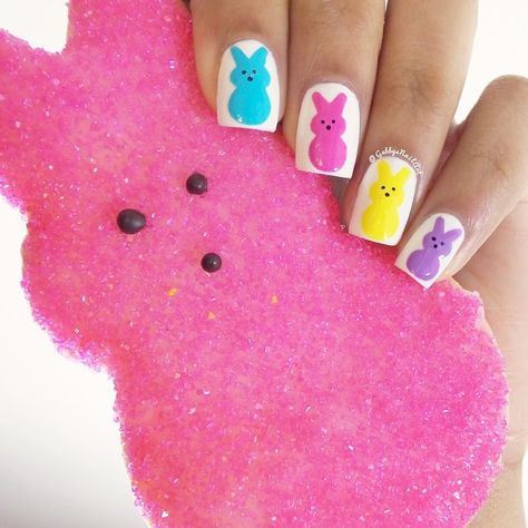 @ Kaka Peep Nails, 500k Followers, Easter Nails Easy, Easter Nail Art Designs, Feather Nails, Easter Nail, Easter Nail Designs, Bunny Nails, Easter Nail Art