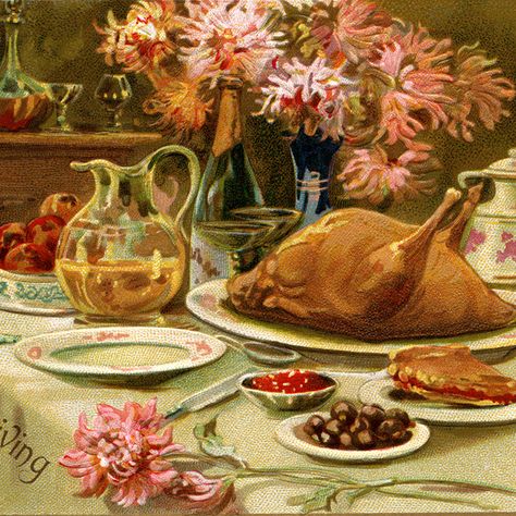 This vintage Thanksgiving postcard features an illustration of a table set for a special roast turkey dinner. Included on the table that has been covered with a linen tablecloth is: a roast turkey,… Thanksgiving Turkey Dinner, Thanksgiving Clip Art, Turkey Images, Postcard Paper, Thanksgiving Images, Thanksgiving Art, Thanksgiving Greetings, Vintage Thanksgiving, Turkey Dinner