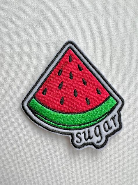 Watermelonsugar Embroidered Patches Iron / Sew on Patches - Etsy UK Patch Bag, Bag Patches, Applique Patches, Sewing Needle, Fabric Glue, 자수 디자인, Straight Stitch, Patch Design, Appliqué Patch