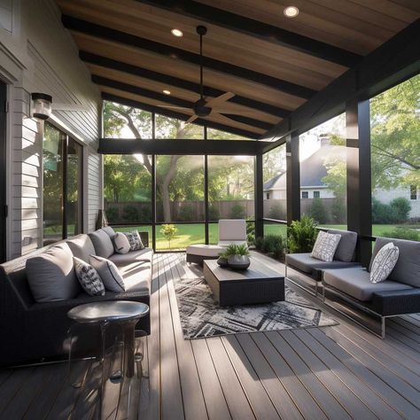 15+ Screened Porch Designs to Create Your Perfect Outdoor Haven • 333+ Art Images Porch Enclosure Ideas, Porch Enclosure, Screened Porch Decorating, Covered Patio Design, Screened Porch Designs, Porch Addition, Sunroom Designs, Enclosed Patio, Deck Designs Backyard