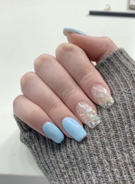 🦋💙 clear glitter nails #blue nails #naildesigns #polygel #polygelnails #nailtrends Cute Polygel Nail Designs, Nail Designs Polygel, Simple Polygel Nails, Polygel Nails Ideas, Polygel Nail Designs, Clear Polygel, Polygel Nails Design, Gel Ideas, Daily Nail Art